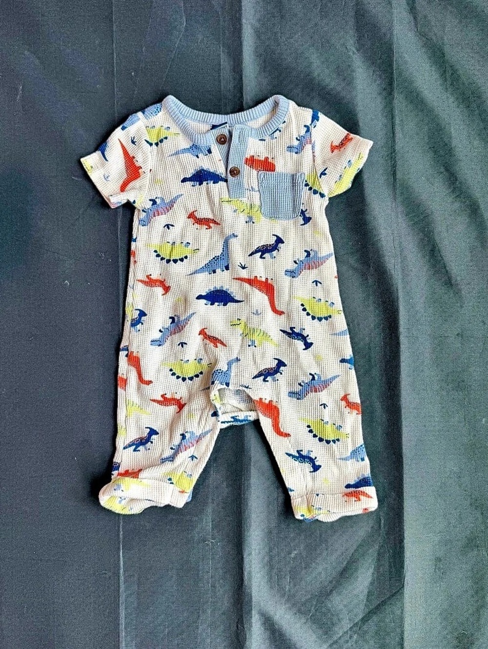 Old Navy Printed Waffle-Knit Henley One-Piece for Baby Footie